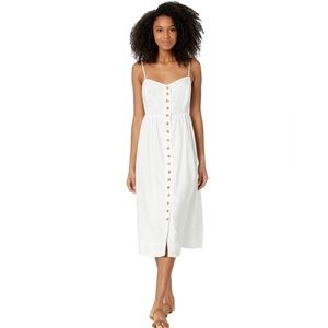 Madewell Linen-Blend Cami Button-Front Midi Dress, size 12